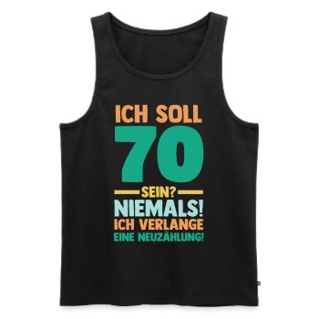 Siebzig 70 Jahre Siebzigster Geburtstag - Männer Premium Bio Tank Top - Schwarz - Vorne - AI Model Male 178 light (178cm)