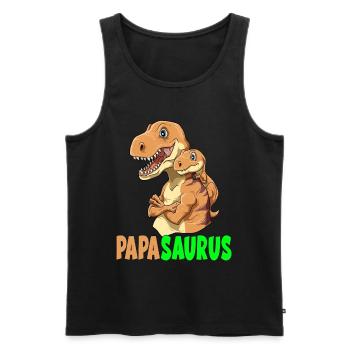 Papasaurus Dino Sohn Papa Vatertag Dinosaurier - Männer Premium Bio Tank Top - Schwarz - Vorne - Michal (187cm)