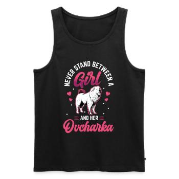 Girl and her Ovcharka Caucasian Ovcharka - Men's Premium Organic Tank Top - black - Front - Michal (187cm)