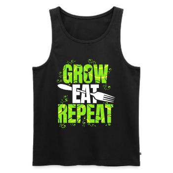 Grow Eat Repeat Vegetarian Vegan - Männer Premium Bio Tank Top - Schwarz - Vorne - AI Model Male 178 light (178cm)