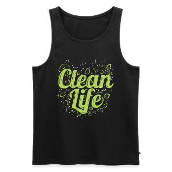 If You Are A Vegetarian You Live A Clean Life - - Men's Premium Organic Tank Top - black - Front - AI Model Male 178 light (178cm)