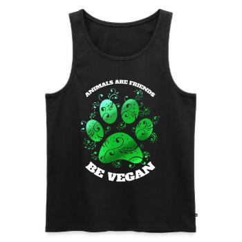 Green Paw - Animals Are Friends - Vegetarians Go - Men's Premium Organic Tank Top - black - Front - Michal (187cm)