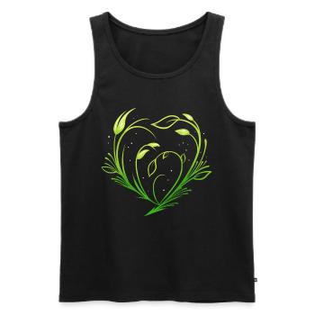 Plantes vertes formant le cœur - Végétarien Go Vegan - Débardeur bio Premium Homme - noir - Devant - AI Model Male 178 light (178cm)