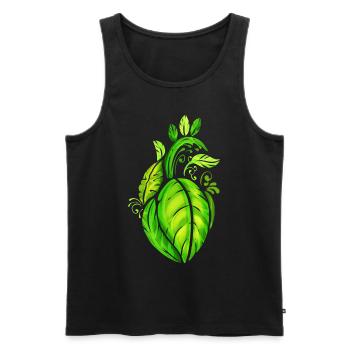 Heart Of Green Leaves - Vegetarian - Go Vegan - Men's Premium Organic Tank Top - black - Front - Michal (187cm)