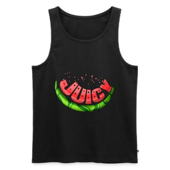Watermelon Is Juicy And Tasty. Vegetarian - Go - Männer Premium Bio Tank Top - Schwarz - Vorne - AI Model Male 178 light (178cm)
