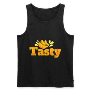 Tasty Orange Slices Or Peaces - Vegetarian - Go - Men's Premium Organic Tank Top - black - Front - AI Model Male 178 light (178cm)