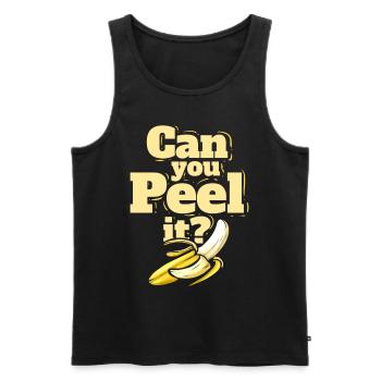 A Banana - Can You Peel It - Vegetarian - Go Vegan - Men's Premium Organic Tank Top - black - Front - Michal (187cm)