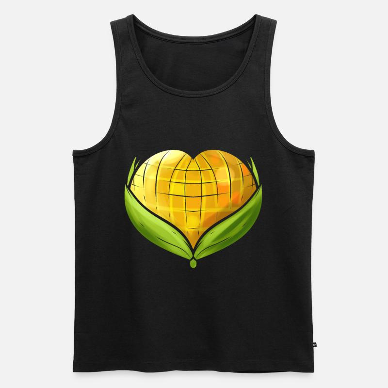 Corn On the Cob In Heart Shape - Vegetarian - Go - Männer Premium Bio Tank Top - Schwarz