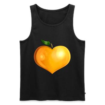 Orange In Heart Shape - Vegetarian - Go Vegan - Männer Premium Bio Tank Top - Schwarz - Vorne - AI Model Male 178 light (178cm)