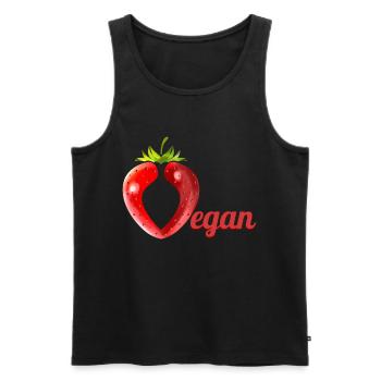 Fraise formant la lettre V pour végétalien - Débardeur bio Premium Homme - noir - Devant - AI Model Male 178 light (178cm)