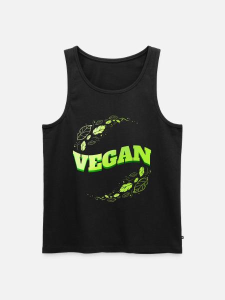 Green Leaves Logo - Go Vegan - Men's Premium Organic Tank Top - black