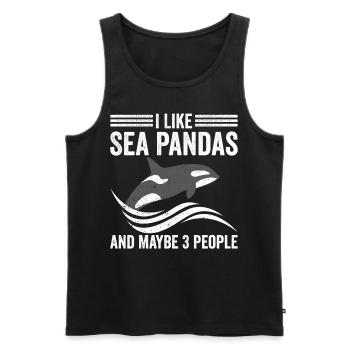 Funny Orca Whale Sea Panda and maybe 3 Mens - Men's Premium Organic Tank Top - black - Front - Michal (187cm)