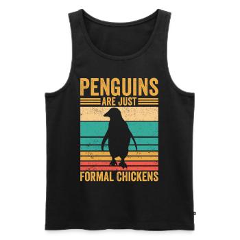 Drôles de pingouins Les pingouins ne sont que des poulets formels - Débardeur bio Premium Homme - noir - Devant - AI Model Male 178 light (178cm)