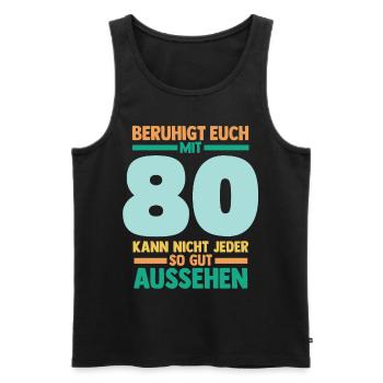 Achtzig 80 Jahre Achtzigster Geburtstag - Männer Premium Bio Tank Top - Schwarz - Vorne - AI Model Male 178 light (178cm)