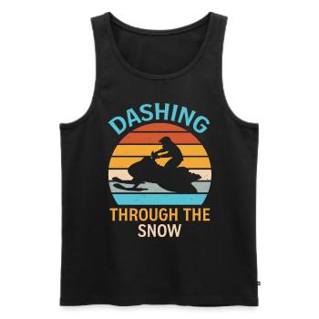 Snowmobiling Joke Pun Slogan - Dashing Through The - Men's Premium Organic Tank Top - black - Front - AI Model Male 178 light (178cm)