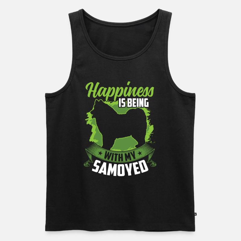Samojede ist glücklich sein Samojedenspitz - Männer Premium Bio Tank Top - Schwarz
