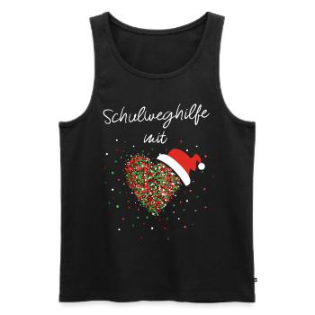 Schulweghilfe mit Herz Schulweg Weihnachtsmütze - Männer Premium Bio Tank Top - Schwarz - Vorne - Michal (187cm)