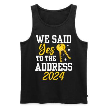 We said yes to the address 2024 - Men's Premium Organic Tank Top - black - Front - AI Model Male 178 light (178cm)