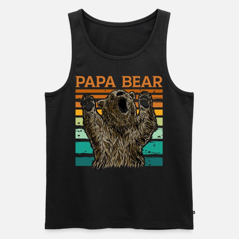 Papa Bear - Männer Premium Bio Tank Top - Schwarz