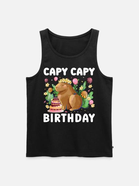 Capy Birthday - Männer Premium Bio Tank Top - Schwarz