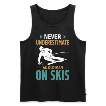 Ski Winter Skiing - Never Underestimate An Old Man - Men's Premium Organic Tank Top - black - Front - AI Model Male 178 light (178cm)