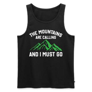 The Mountains Are Calling And I Must Go - Men's Premium Organic Tank Top - black - Front - AI Model Male 178 light (178cm)