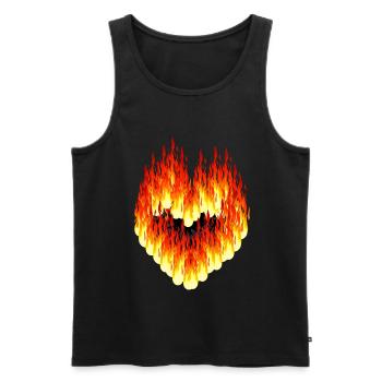 Valentine Valentin Heart Fire Flame Hot Love - Men's Premium Organic Tank Top - black - Front - AI Model Male 178 light (178cm)