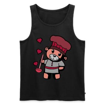 Hobbykoch Kochkunst Teddybär Koch Suppenkelle - Männer Premium Bio Tank Top - Schwarz - Vorne - AI Model Male 178 light (178cm)