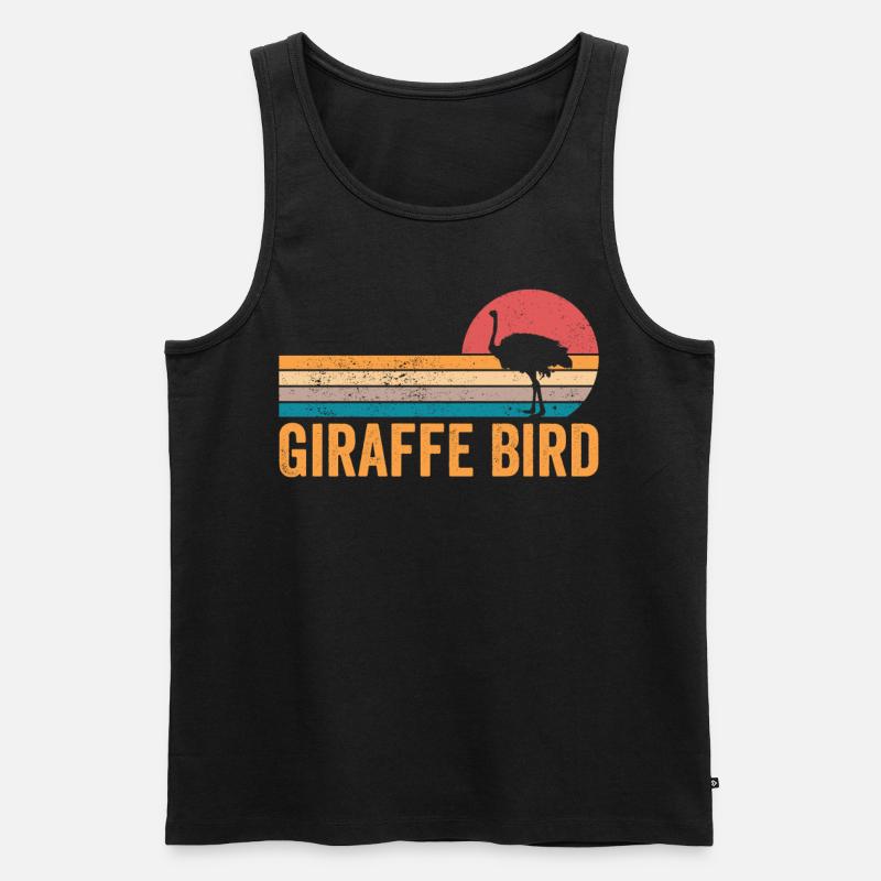 Lustiger Strauß Giraffe Vogel Retro - Männer Premium Bio Tank Top - Schwarz