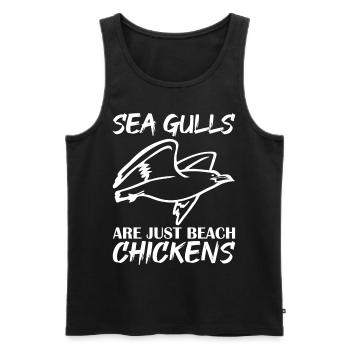 Joyeux Mouettes Mouettes ne sont que des poulets de plage - Débardeur bio Premium Homme - noir - Devant - AI Model Male 178 light (178cm)