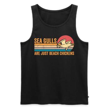 Lustige Möwe Seemöwe sind nur Strandhühner - Männer Premium Bio Tank Top - Schwarz - Vorne - Michal (187cm)
