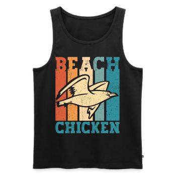 Mouette mouette Poulet de plage Rétro drôle - Débardeur bio Premium Homme - noir - Devant - AI Model Male 178 light (178cm)