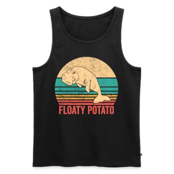 Funny Manatee Floaty Potato Retro - Men's Premium Organic Tank Top - black - Front - Michal (187cm)