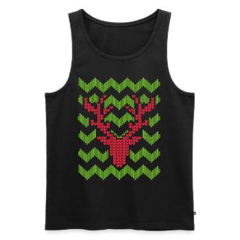 Rentier Weihnachten Strickmuster gestricktes Motiv - Männer Premium Bio Tank Top - Schwarz - Vorne - AI Model Male 178 light (178cm)