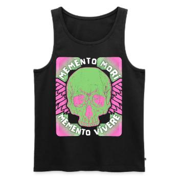 Memento Mori Memento Vivere Skull Saying - Men's Premium Organic Tank Top - black - Front - AI Model Male 178 light (178cm)