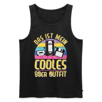 80er Jahre Outfit Party 1980er Motto Mottoparty - Männer Premium Bio Tank Top - Schwarz - Vorne - Michal (187cm)