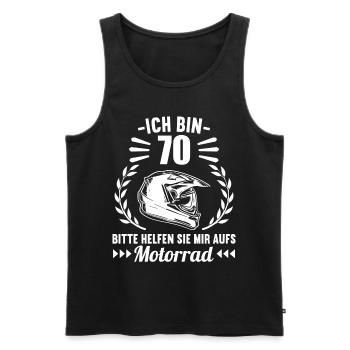 Ich bin 70 bitte helfen auf Motorrad 70 Geburtstag - Männer Premium Bio Tank Top - Schwarz - Vorne - Michal (187cm)