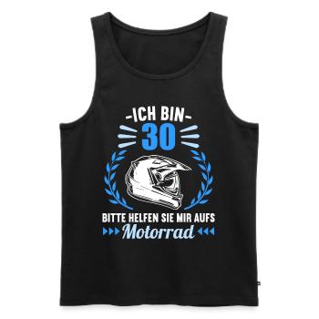 Ich bin 30 bitte helfen auf Motorrad 30 Geburtstag - Männer Premium Bio Tank Top - Schwarz - Vorne - Michal (187cm)