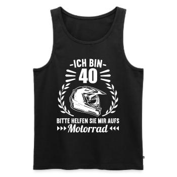 Ich bin 40 bitte helfen auf Motorrad 40 Geburtstag - Männer Premium Bio Tank Top - Schwarz - Vorne - Michal (187cm)