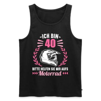 Ich bin 40 bitte helfen auf Motorrad 40 Geburtstag - Männer Premium Bio Tank Top - Schwarz - Vorne - Michal (187cm)