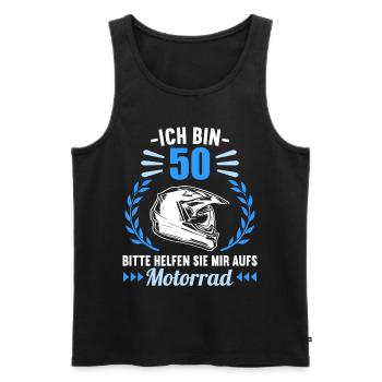 Ich bin 50 bitte helfen auf Motorrad 50 Geburtstag - Männer Premium Bio Tank Top - Schwarz - Vorne - AI Model Male 178 light (178cm)