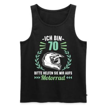 Ich bin 70 bitte helfen auf Motorrad 70 Geburtstag - Männer Premium Bio Tank Top - Schwarz - Vorne - Michal (187cm)