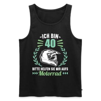 Ich bin 40 bitte helfen auf Motorrad 40 Geburtstag - Männer Premium Bio Tank Top - Schwarz - Vorne - Michal (187cm)