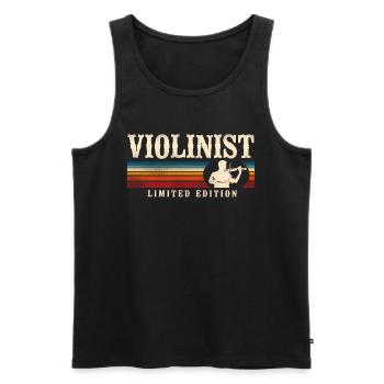 Violon Violoniste Rétro Vintage - Débardeur bio Premium Homme - noir - Devant - Michal (187cm)