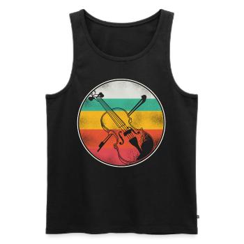 Violin Violinist Retro Vintage - Men's Premium Organic Tank Top - black - Front - Michal (187cm)