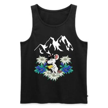 Austria Mountains Mice Cheese King Enjoyment Alps - Men's Premium Organic Tank Top - black - Front - AI Model Male 178 light (178cm)