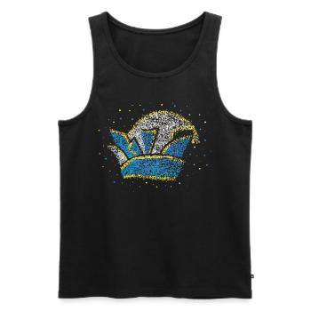 Karneval Fasching Konfetti Husar Narrenkappe Köln - Männer Premium Bio Tank Top - Schwarz - Vorne - AI Model Male 178 light (178cm)