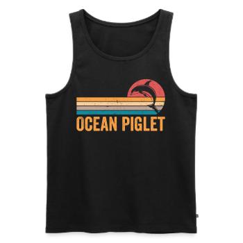 Drôle de dauphin Ocean Porclet Rétro - Débardeur bio Premium Homme - noir - Devant - AI Model Male 178 light (178cm)