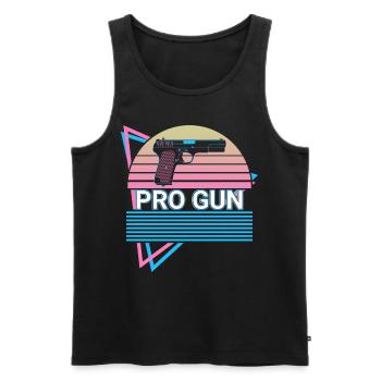 Pro Gun Retro - Men's Premium Organic Tank Top - black - Front - AI Model Male 178 light (178cm)