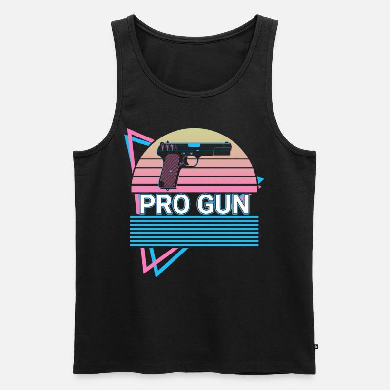 Pro Gun Retro - Männer Premium Bio Tank Top - Schwarz